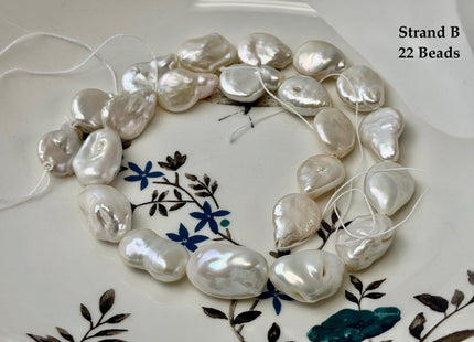 12-13x13-20mm Natural White Coin Freshwater Pearls High Luster Round Tear Drop Cultured Freshwater Coin Pearl Beads #P3523