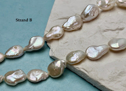 12-13x13-20mm Natural White Coin Freshwater Pearls High Luster Round Tear Drop Cultured Freshwater Coin Pearl Beads #P3523