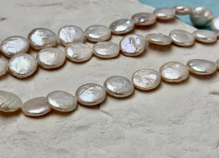 12-13x13-20mm Natural White Coin Freshwater Pearls High Luster Round Tear Drop Cultured Freshwater Coin Pearl Beads #P3523