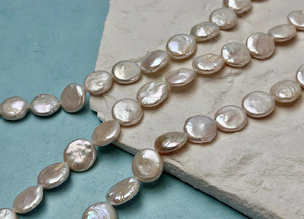 12-13x13-20mm Natural White Coin Freshwater Pearls High Luster Round Tear Drop Cultured Freshwater Coin Pearl Beads #P3523