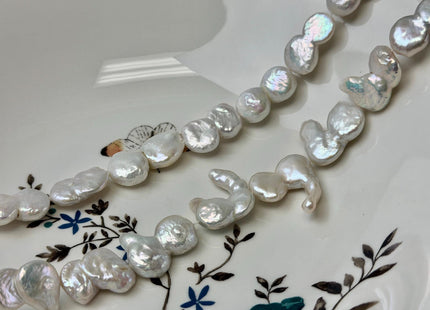 13-20x16-27mm AA Natural White Baroque Peanut Coin Freshwater Pearls High Luster Unique Cultured Freshwater Coin Pearl Beads #P3524