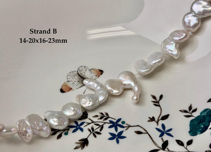 13-20x16-27mm AA Natural White Baroque Peanut Coin Freshwater Pearls High Luster Unique Cultured Freshwater Coin Pearl Beads #P3524