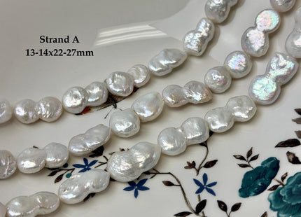 13-20x16-27mm AA Natural White Baroque Peanut Coin Freshwater Pearls High Luster Unique Cultured Freshwater Coin Pearl Beads #P3524