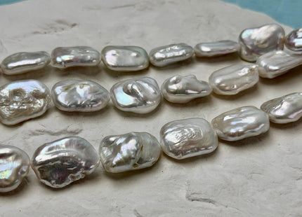14-15x18-22 mm AAA Natural White Rectangle Coin Freshwater Pearls Rectangular Thick Coin Pearls 19-20 Beads #P3527
