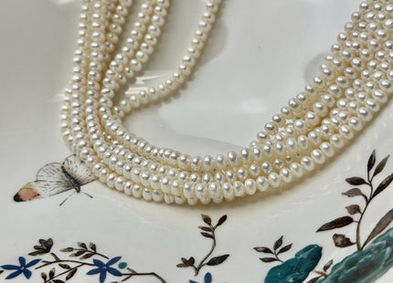 5mm AA Natural White Freshwater Pearl Button Rondelle Pearl 110 Beads #P3532