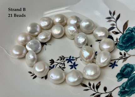 One-Of-A-Kind 17-20mm Natural White Color Freshwater Round Baroque Coin Pearls High Luster Large Thick Coin Beads #P3534