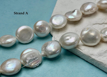 One-Of-A-Kind 17-20mm Natural White Color Freshwater Round Baroque Coin Pearls High Luster Large Thick Coin Beads #P3534
