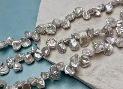 9-14 mm AA Natural White Keshi Freshwater Pearls Top Drilled Keshi Paddle High Luster Beads 15.5 Inch Strand #P3581