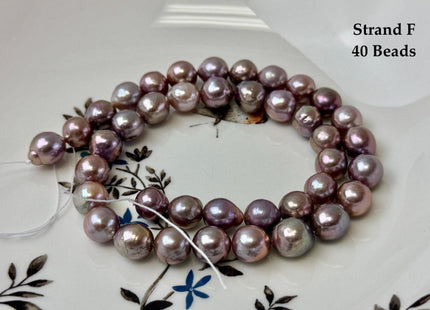 One-Of-A-Kind 9-10 mm AAA Very Rare Natural Dark Mauve Pink Freshwater Edison Baroque Pearls High Luster Purple Edison Beads #P3535