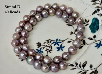 One-Of-A-Kind 9-10 mm AAA Very Rare Natural Dark Mauve Pink Freshwater Edison Baroque Pearls High Luster Purple Edison Beads #P3535