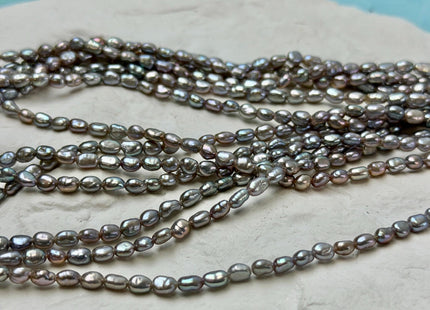 3-3.5x4-5 mm AA Pinkish Gray Rice Nugget Tiny Freshwater Seed Pearls Beads 15 Inch Strand #P3536