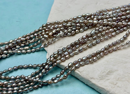 3-3.5x4-5 mm AA Pinkish Gray Rice Nugget Tiny Freshwater Seed Pearls Beads 15 Inch Strand #P3536
