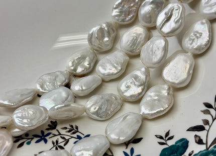 16-19x20-23mm Half Strand Natural White Coin Baroque Pearls Large 2.1mm Hole Coin Beads #P3539