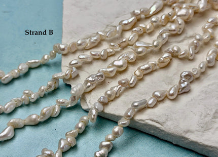 3-7x4-14 mm Natural White Keshi Freshwater Pearls Nugget Shape Small Keshi Freshwater Beads #P3540