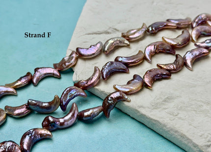 10-11x17-20mm AA Natural Mauve Peach Pink Crescent Moon Coin Freshwater Pearls High Luster Unique Cultured Coin Pearl Beads #P3541