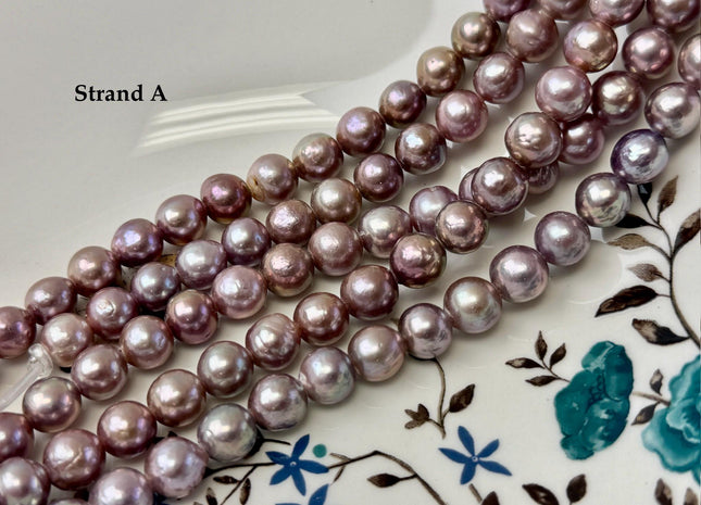 9-10 mm AAA Half Strand Rare Natural Dark Purple Mauve Pink Baroque Pearl Bead Large 2.1mm Hole Edison Baroque Pearls 19-20 Beads #P3543