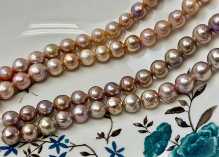 9-10 mm AAA Half Strand Rare Natural Mauve Pink Baroque With Gold Sheen Pearls Large 2.1mm Hole Edison Baroque Pearls 19-20 Beads #P3544