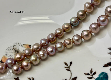 9-10 mm AAA Half Strand Rare Natural Mauve Pink Baroque With Gold Sheen Pearls Large 2.1mm Hole Edison Baroque Pearls 19-20 Beads #P3544