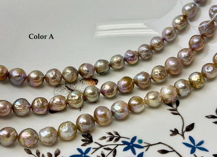 8-9 mm AAA Very Rare Natural Seaweed Gold Mauve Pink Freshwater Edison Baroque Pearls High Luster Purple Edison Beads #P3545
