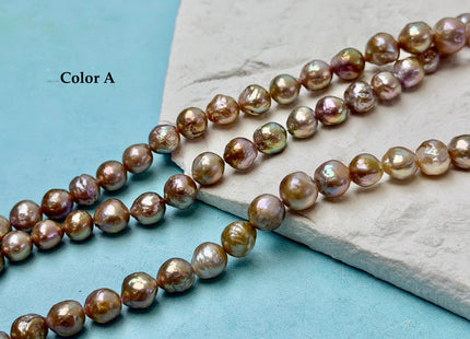 8-9 mm AAA Very Rare Natural Seaweed Gold Mauve Pink Freshwater Edison Baroque Pearls High Luster Purple Edison Beads #P3545