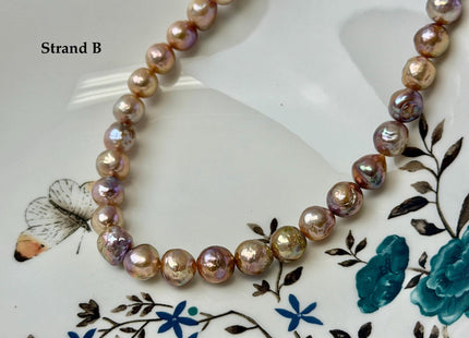 One-Of-A-Kind 8-9 mm AAA Very Rare Natural Golden Mauve Pink Freshwater Edison Baroque Pearls High Luster Purple Edison Beads #P3546