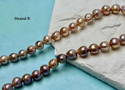 One-Of-A-Kind 8-9 mm AAA Very Rare Natural Golden Mauve Pink Freshwater Edison Baroque Pearls High Luster Purple Edison Beads #P3546