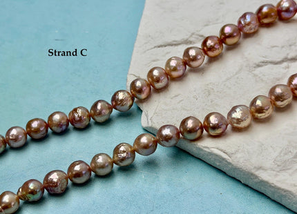 One-Of-A-Kind 8-9 mm AAA Very Rare Natural Golden Mauve Pink Freshwater Edison Baroque Pearls High Luster Purple Edison Beads #P3546