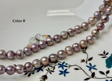 8-9 mm AAA Very Rare Natural Dark Mauve Pink With Gold Sheen Freshwater Edison Baroque Pearls High Luster Purple Edison Beads #P3547