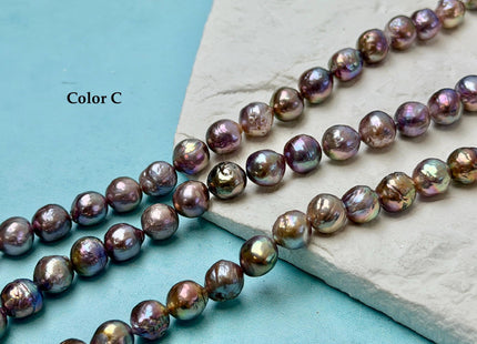 8-9 mm AAA Very Rare Natural Dark Mauve Pink With Gold Sheen Freshwater Edison Baroque Pearls High Luster Purple Edison Beads #P3547
