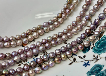 8-9 mm AAA Very Rare Natural Dark Mauve Pink With Gold Sheen Freshwater Edison Baroque Pearls High Luster Purple Edison Beads #P3547
