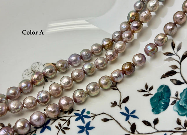 8-9 mm AAA Very Rare Natural Dark Mauve Pink With Gold Sheen Freshwater Edison Baroque Pearls High Luster Purple Edison Beads #P3547