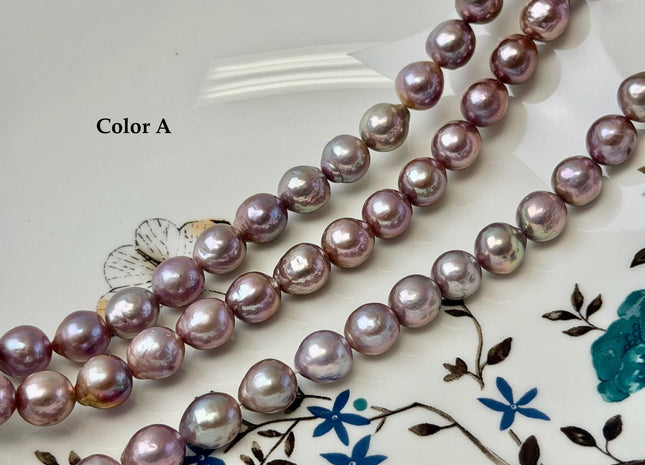 8-9 mm AAA Very Rare Natural Dark Mauve Pink With Gold Sheen Freshwater Edison Baroque Pearls High Luster Purple Edison Beads #P3548