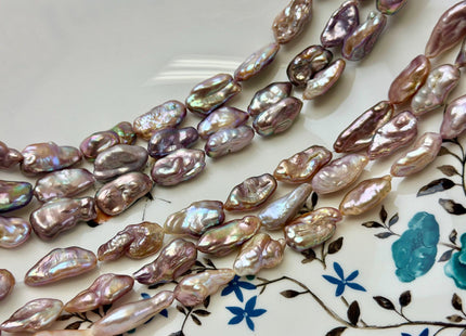 9-10x14-18 mm AA Natural Dark Mauve Pink Biwa Keshi Freshwater Pearls Super High Luster Unique Keshi 23-25 Beads #P3549