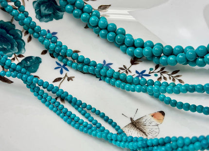 2mm 3mm 4mm 6mm Smooth Round Turquoise Gemstone Beads 15.5 Inches Strand #4878