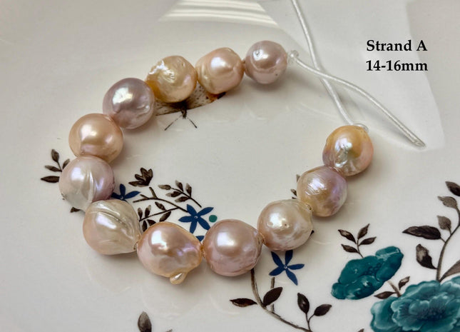 One-Of-A-Kind 12-16 mm AAA Very Rare Natural Mauve Pink Freshwater Edison Baroque Pearls High Luster Large 2.1mm Hole Beads #P3550