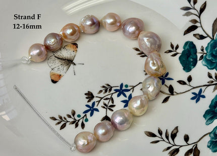 One-Of-A-Kind 12-16 mm AAA Very Rare Natural Mauve Pink Freshwater Edison Baroque Pearls High Luster Large 2.1mm Hole Beads #P3550