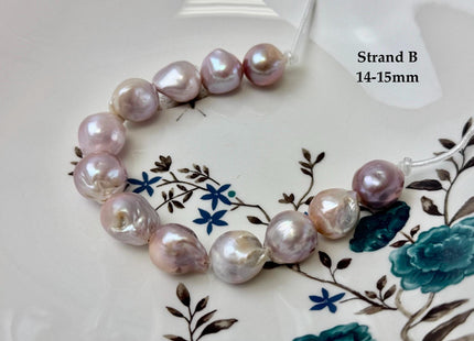 One-Of-A-Kind 12-16 mm AAA Very Rare Natural Mauve Pink Freshwater Edison Baroque Pearls High Luster Large 2.1mm Hole Beads #P3550