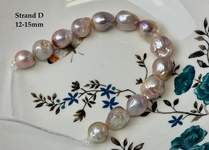One-Of-A-Kind 12-16 mm AAA Very Rare Natural Mauve Pink Freshwater Edison Baroque Pearls High Luster Large 2.1mm Hole Beads #P3550