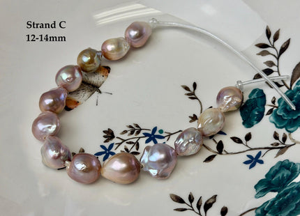 One-Of-A-Kind 12-16 mm AAA Very Rare Natural Mauve Pink Freshwater Edison Baroque Pearls High Luster Large 2.1mm Hole Beads #P3550