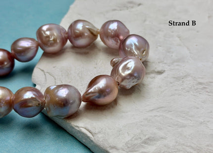 One-Of-A-Kind 12-16 mm AAA Very Rare Natural Mauve Pink Freshwater Edison Baroque Pearls High Luster Large 2.1mm Hole Beads #P3550
