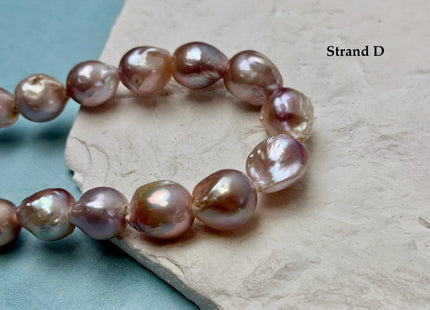 One-Of-A-Kind 12-16 mm AAA Very Rare Natural Mauve Pink Freshwater Edison Baroque Pearls High Luster Large 2.1mm Hole Beads #P3550