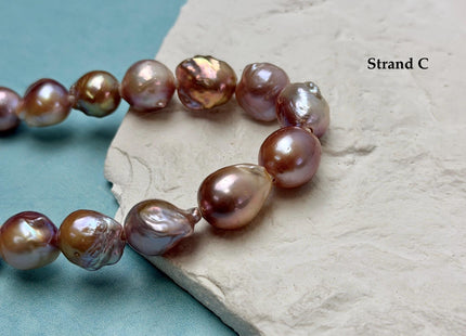 One-Of-A-Kind 12-16 mm AAA Very Rare Natural Mauve Pink Freshwater Edison Baroque Pearls High Luster Large 2.1mm Hole Beads #P3550