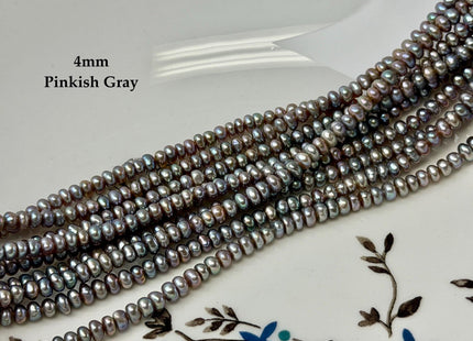 4-5 mm Gray or Pinkish Gray Tiny Small Button Rondelle Freshwater Pearls High Luster Seed Pearl Beads #P3551