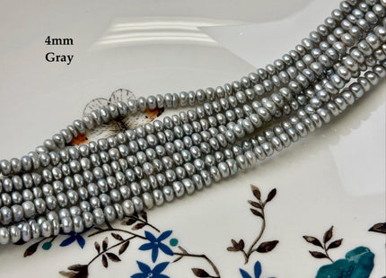 4-5 mm Gray or Pinkish Gray Tiny Small Button Rondelle Freshwater Pearls High Luster Seed Pearl Beads #P3551
