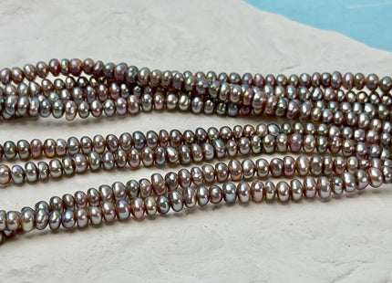 4-5 mm Gray or Pinkish Gray Tiny Small Button Rondelle Freshwater Pearls High Luster Seed Pearl Beads #P3551