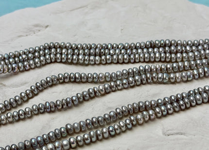4-5 mm Gray or Pinkish Gray Tiny Small Button Rondelle Freshwater Pearls High Luster Seed Pearl Beads #P3551