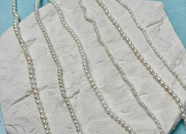 14/15/16/17/18/20 Inches Minimalist Tiny Dainty White Rice Potato Pearl Chocker Necklace W/Gold Filled Silver Clasp Gift For Her #NK0011