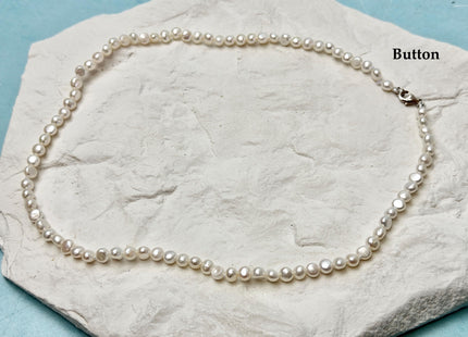 14/15/16/17/18/20 Inches Minimalist Tiny Dainty White Rice Potato Pearl Chocker Necklace W/Gold Filled Silver Clasp Gift For Her #NK0011