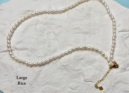 14/15/16/17/18/20 Inches Minimalist Tiny Dainty White Rice Potato Pearl Chocker Necklace W/Gold Filled Silver Clasp Gift For Her #NK0011