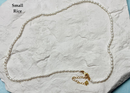 14/15/16/17/18/20 Inches Minimalist Tiny Dainty White Rice Potato Pearl Chocker Necklace W/Gold Filled Silver Clasp Gift For Her #NK0011